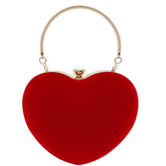 Heart Shaped Handbag Wedding Party Evening Bag Mini Clutch Chain Purse :D - Picture 1 of 7